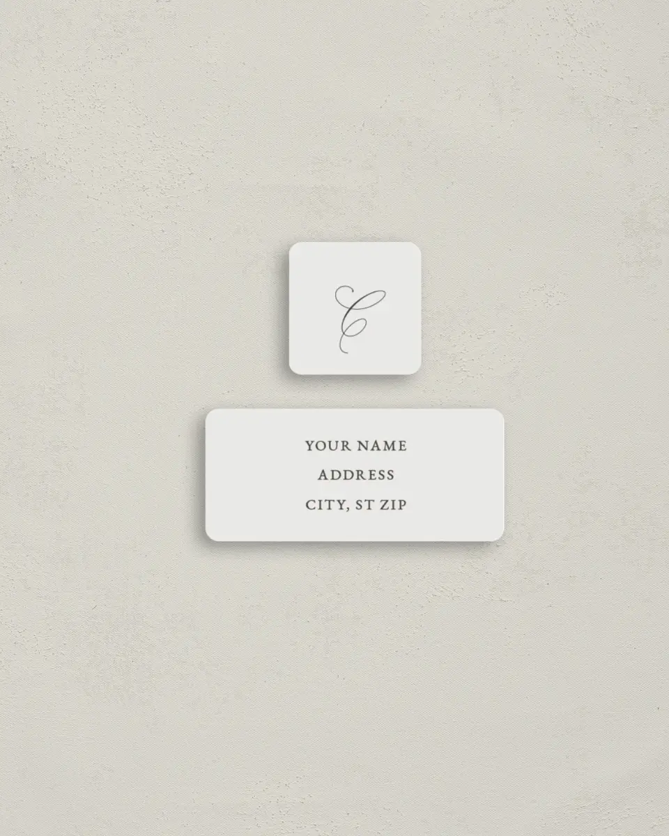 This is a 2¼" x 1" Labels; 1" x 1" Seals Return Address Label called Married Joy printed in full color