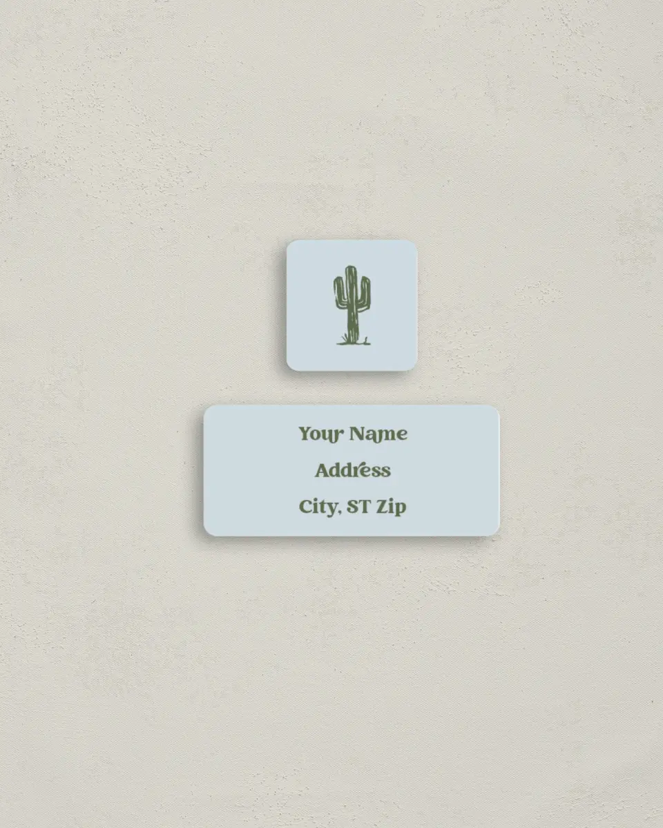 This is a 2¼" x 1" Labels; 1" x 1" Seals Return Address Label called Desert Holiday printed in full color