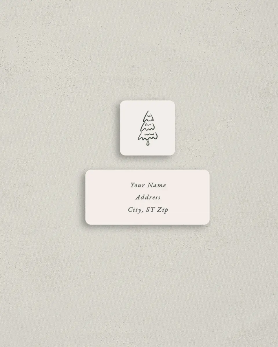 This is a 2¼" x 1" Labels; 1" x 1" Seals Return Address Label called Script Christmas printed in full color
