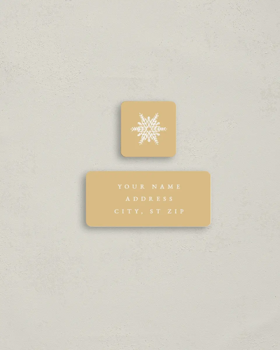 This is a 2¼" x 1" Labels; 1" x 1" Seals Return Address Label called Golden Cheer printed in full color
