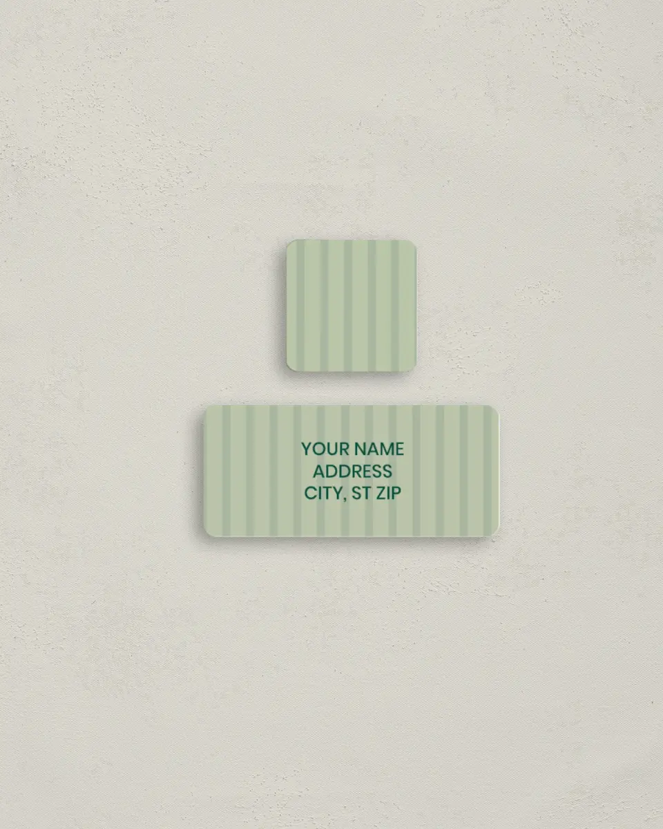 This is a 2¼" x 1" Labels; 1" x 1" Seals Return Address Label called Snuggles & Snowflakes printed in full color