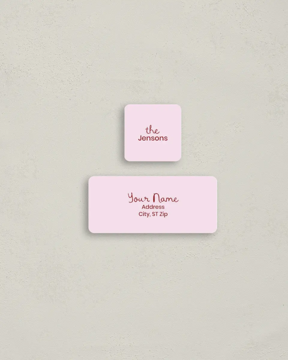 This is a 2¼" x 1" Labels; 1" x 1" Seals Return Address Label called Merry & Bright printed in full color