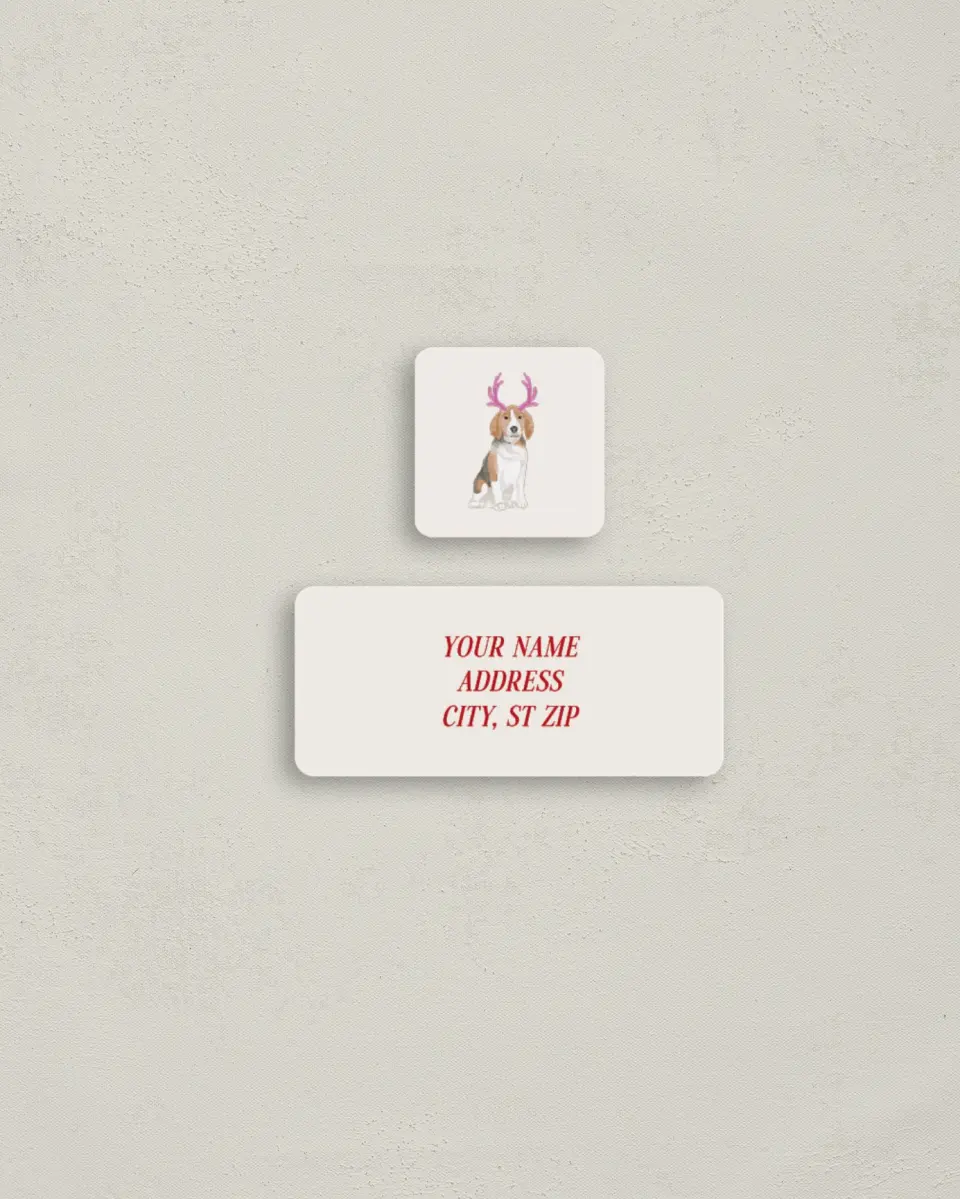 This is a 2¼" x 1" Labels; 1" x 1" Seals Return Address Label called Paws & Joy printed in full color