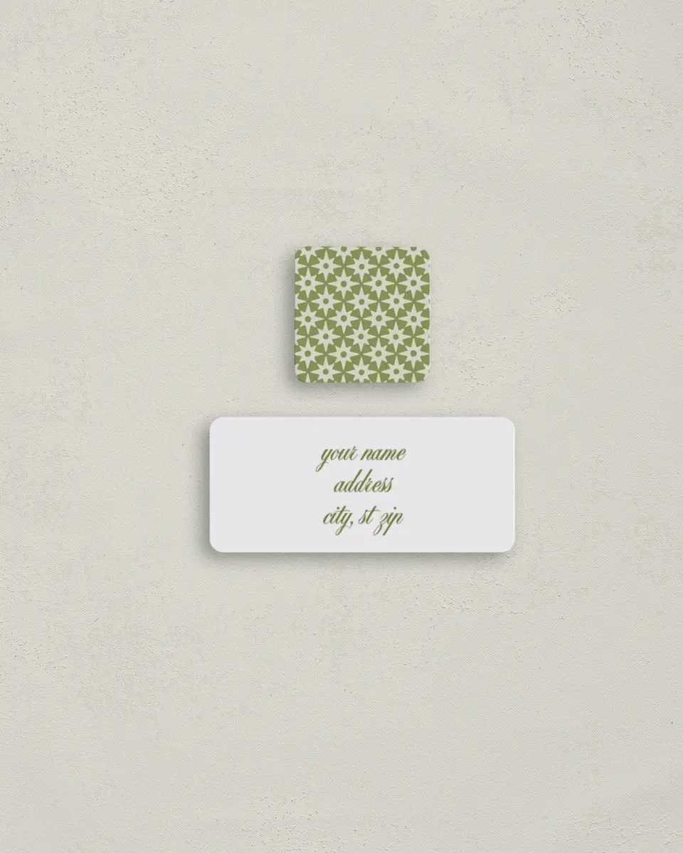 This is a 2¼" x 1" Labels; 1" x 1" Seals Return Address Label called Holly & Pine printed in full color