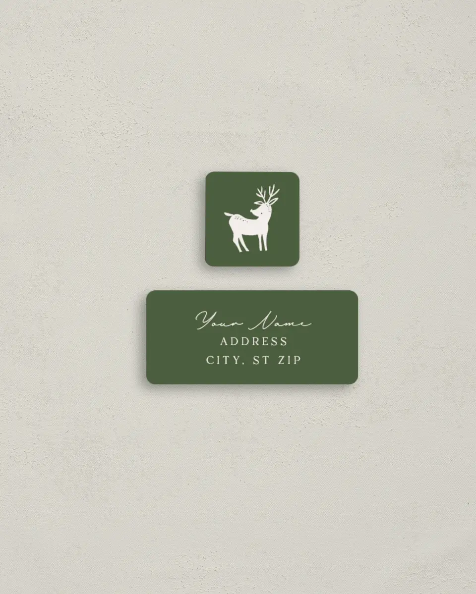 This is a 2¼" x 1" Labels; 1" x 1" Seals Return Address Label called Woodland Wonder printed in full color