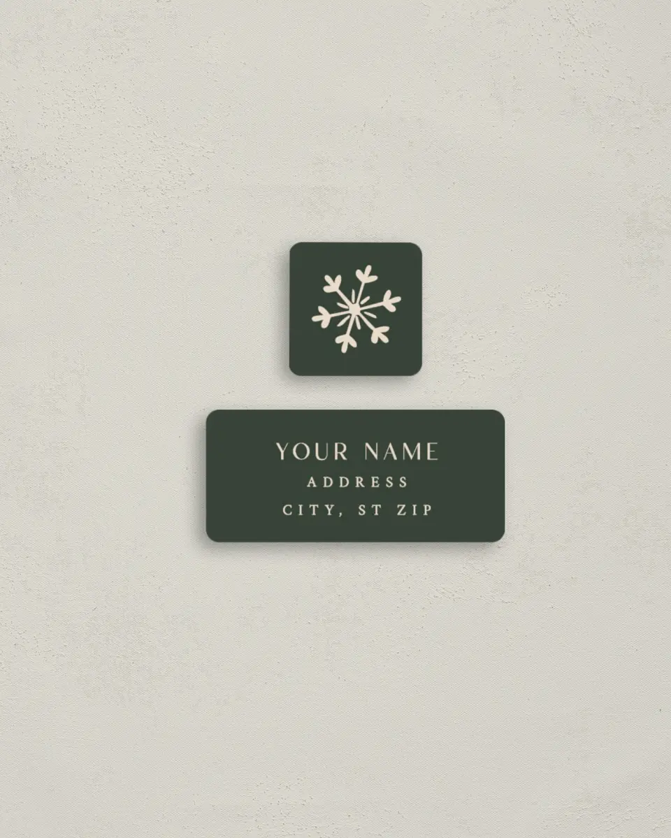 This is a 2¼" x 1" Labels; 1" x 1" Seals Return Address Label called Merry Boughs printed in full color