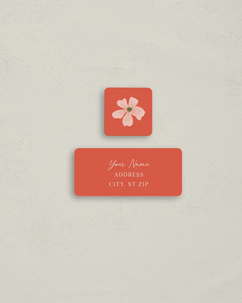 This is a 2¼" x 1" Labels; 1" x 1" Seals Return Address Label called Festive Flora printed in full color