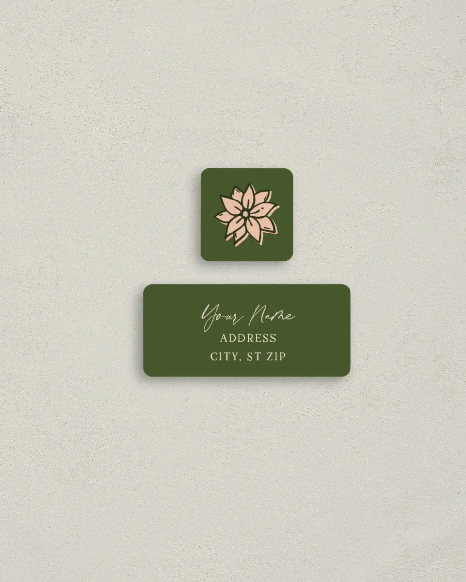 This is a 2¼" x 1" Labels; 1" x 1" Seals Return Address Label called Peace & Joy printed in full color