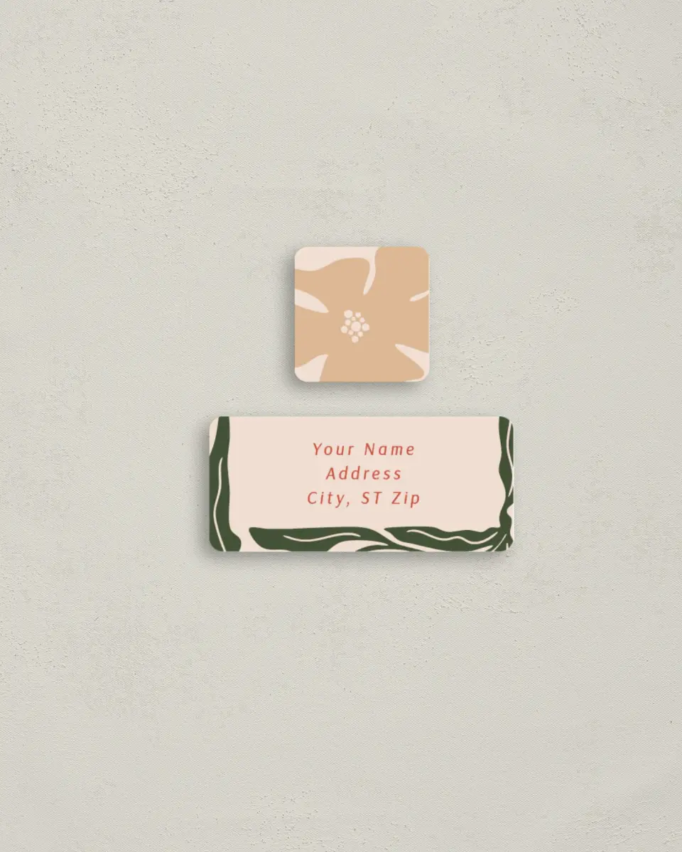 This is a 2¼" x 1" Labels; 1" x 1" Seals Return Address Label called Blessings Abound printed in full color