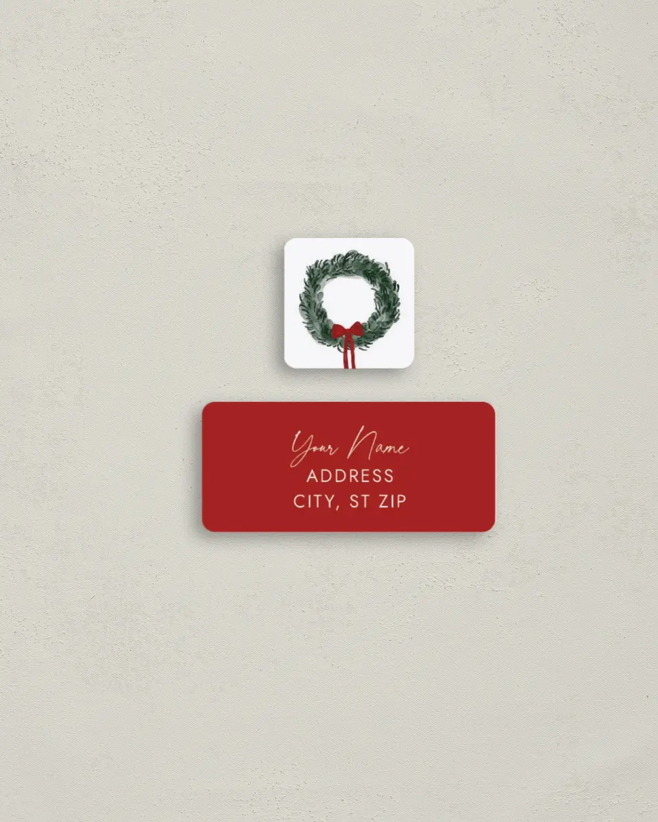 This is a 2¼" x 1" Labels; 1" x 1" Seals Return Address Label called Decking New Halls printed in full color