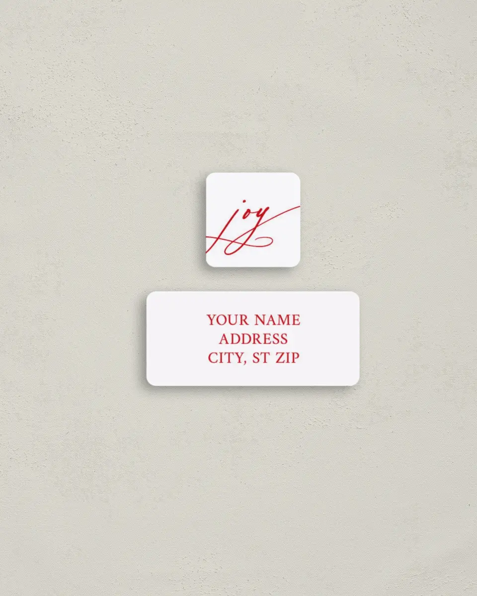 This is a 2¼" x 1" Labels; 1" x 1" Seals Return Address Label called Extra Joyful printed in full color