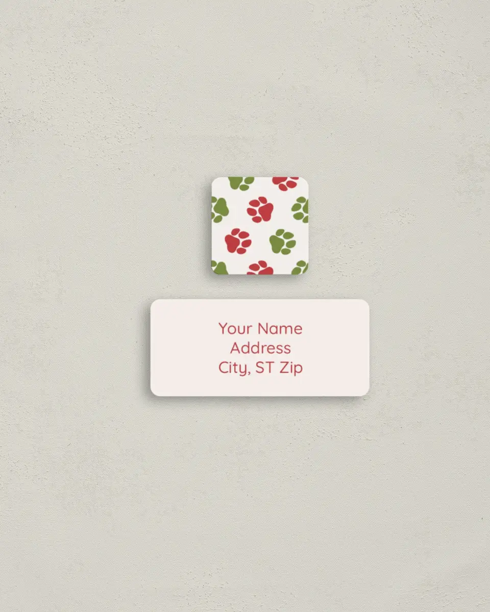 This is a 2¼" x 1" Labels; 1" x 1" Seals Return Address Label called Purrs of Joy printed in full color
