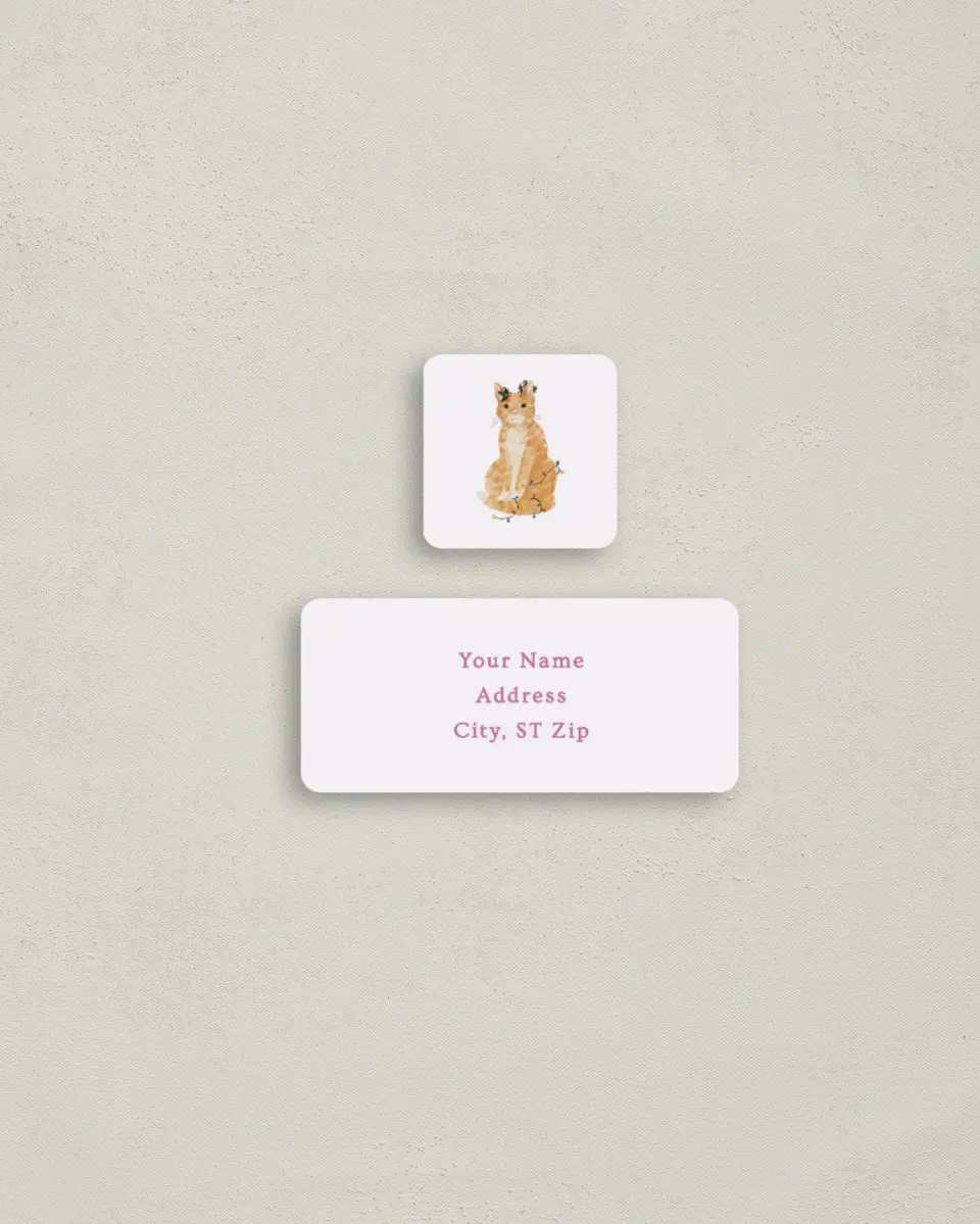 This is a 2¼" x 1" Labels; 1" x 1" Seals Return Address Label called Whisker Wishes printed in full color