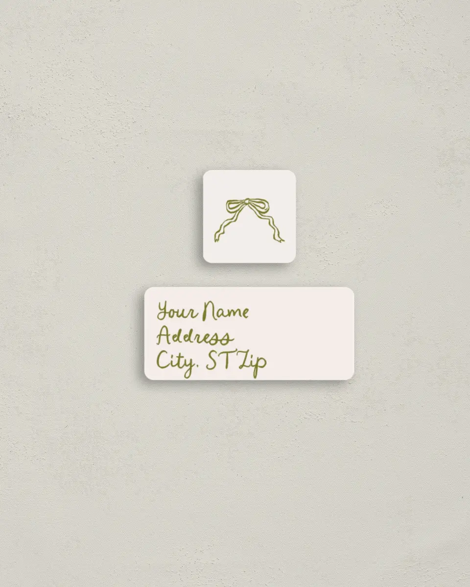 This is a 2¼" x 1" Labels; 1" x 1" Seals Return Address Label called Wrapped in Joy printed in full color