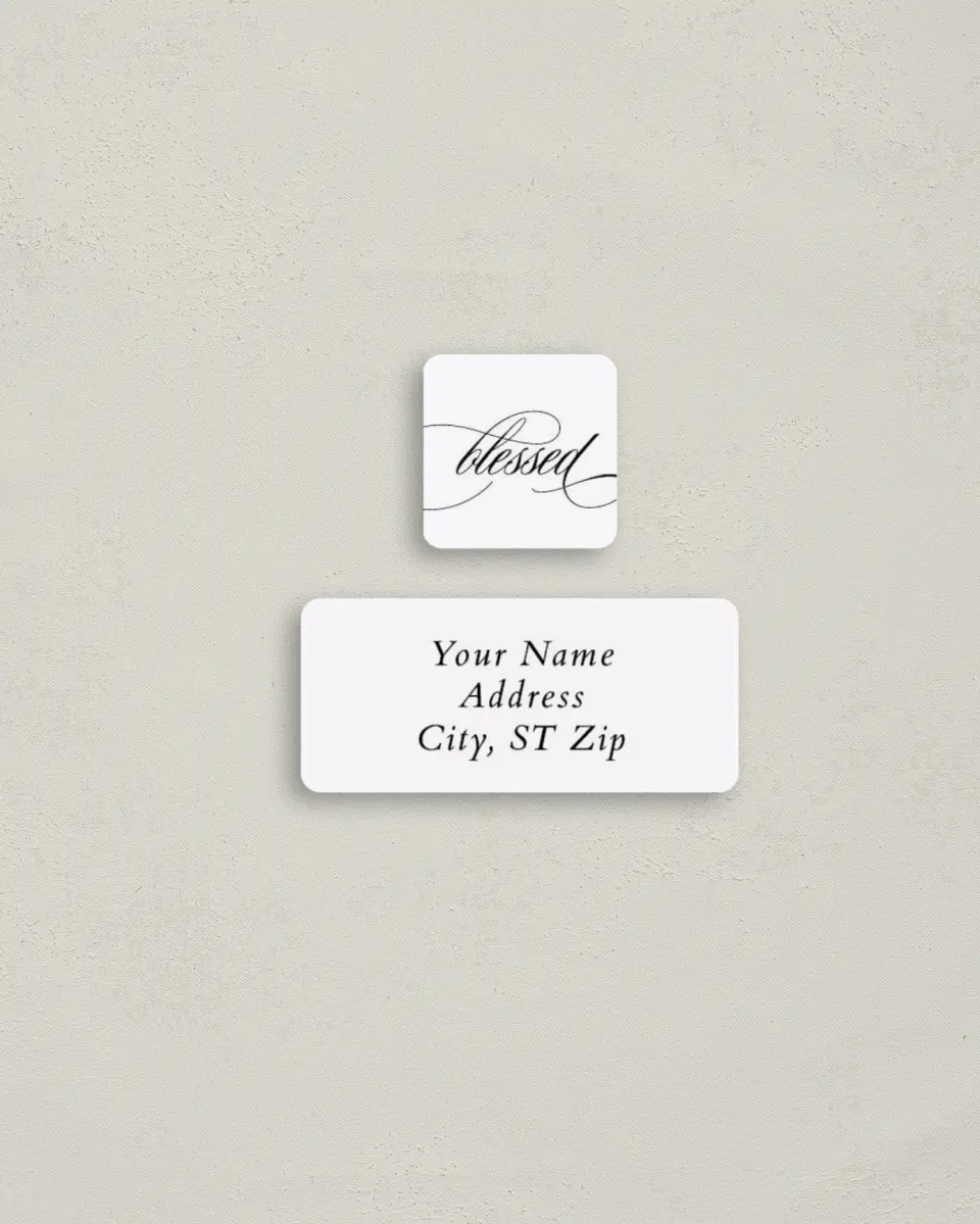 This is a 2¼" x 1" Labels; 1" x 1" Seals Return Address Label called Our Christmas Blessing printed in full color