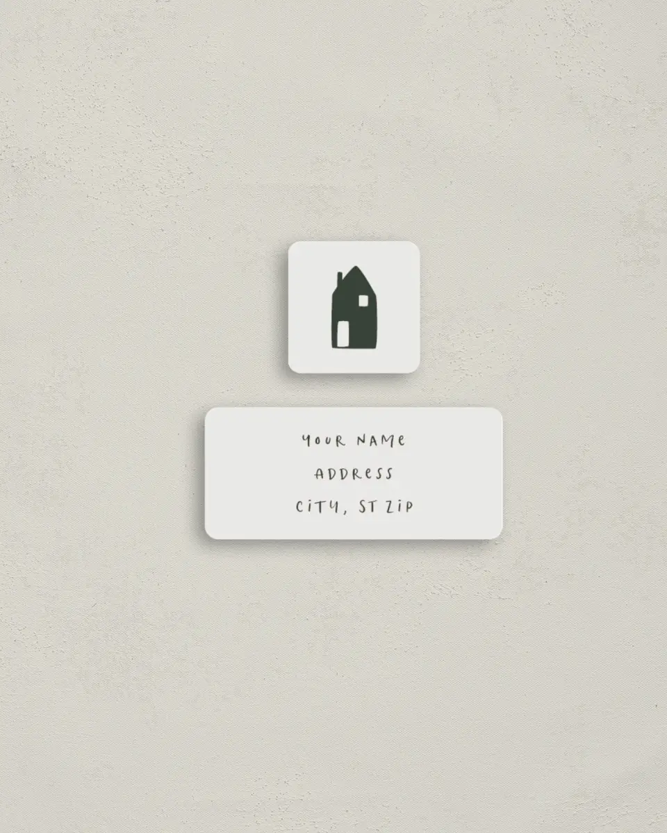This is a 2¼" x 1" Labels; 1" x 1" Seals Return Address Label called Sweet Dwelling printed in full color