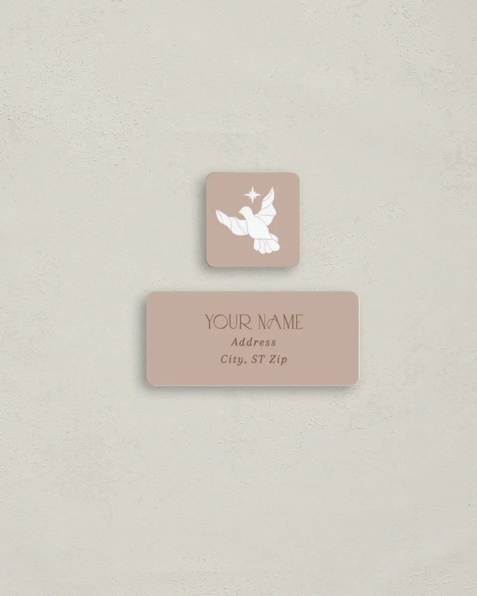 This is a 2¼" x 1" Labels; 1" x 1" Seals Return Address Label called Peace on Earth printed in full color