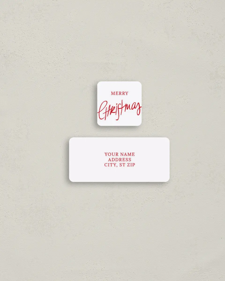 This is a 2¼" x 1" Labels; 1" x 1" Seals Return Address Label called Celebrating Christmas printed in full color