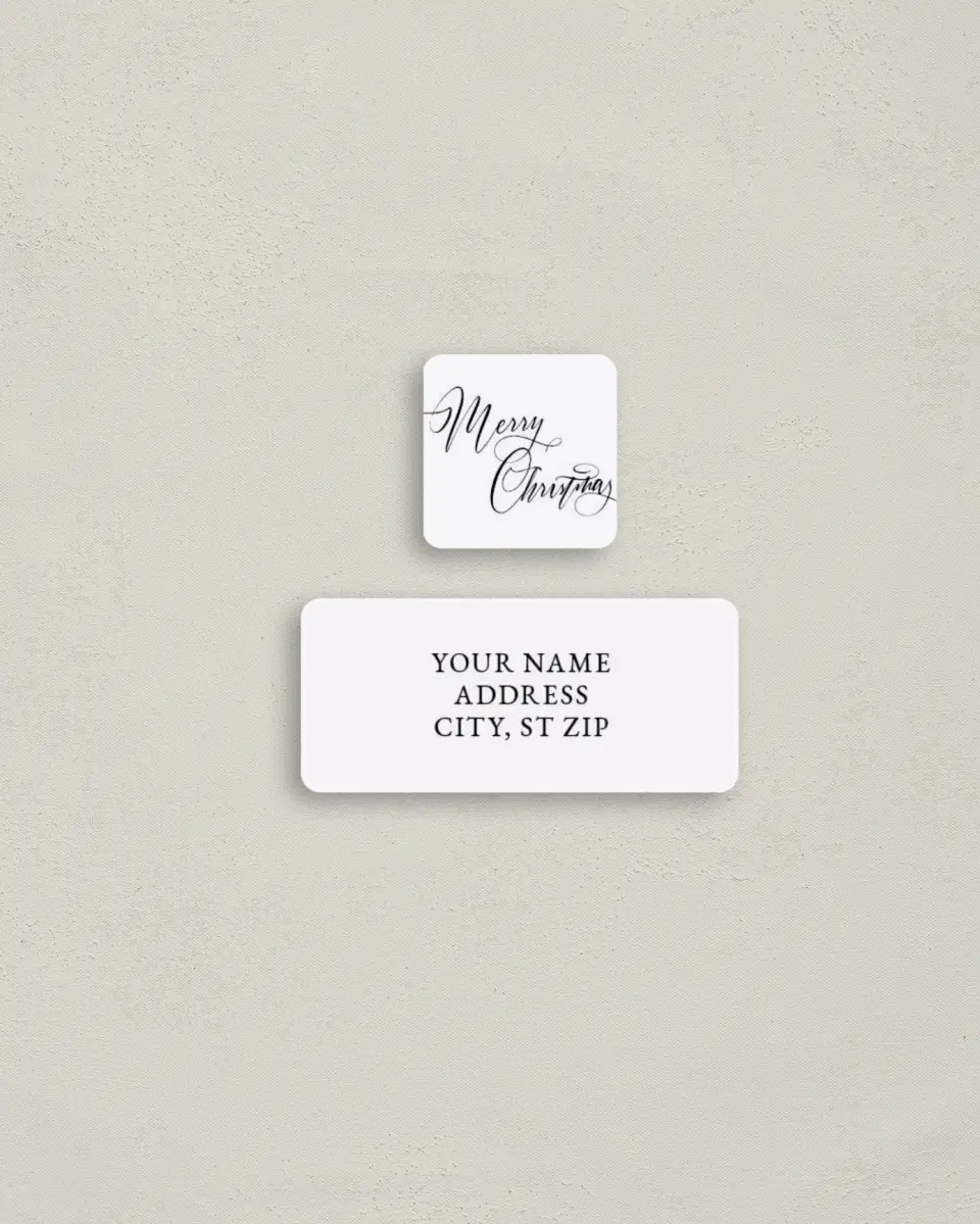 This is a 2¼" x 1" Labels; 1" x 1" Seals Return Address Label called Simply Stated printed in full color