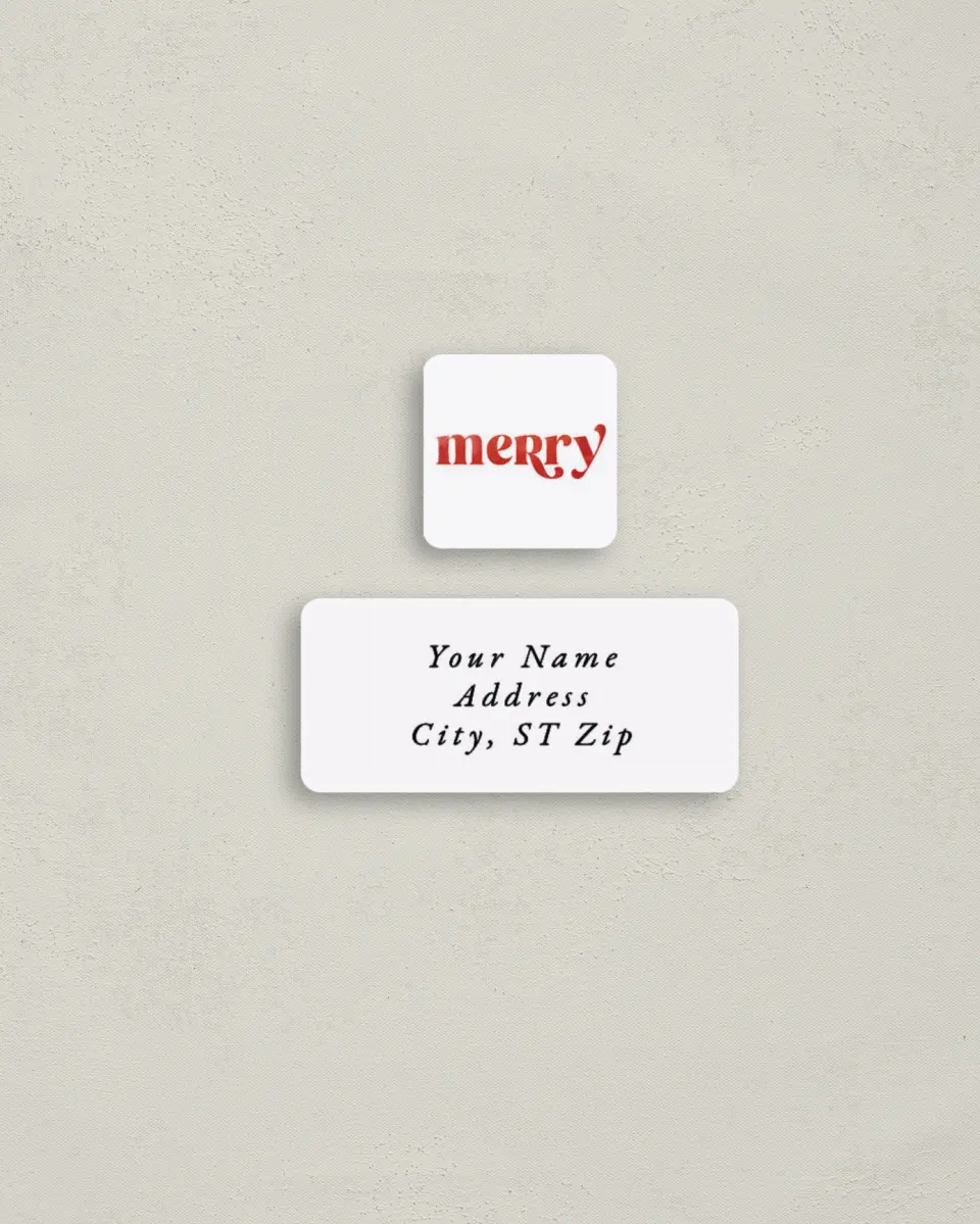 This is a 2¼" x 1" Labels; 1" x 1" Seals Return Address Label called May You Be Merry printed in full color