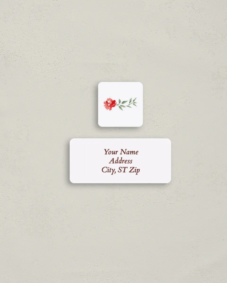 This is a 2¼" x 1" Labels; 1" x 1" Seals Return Address Label called Boughs of Holly printed in full color