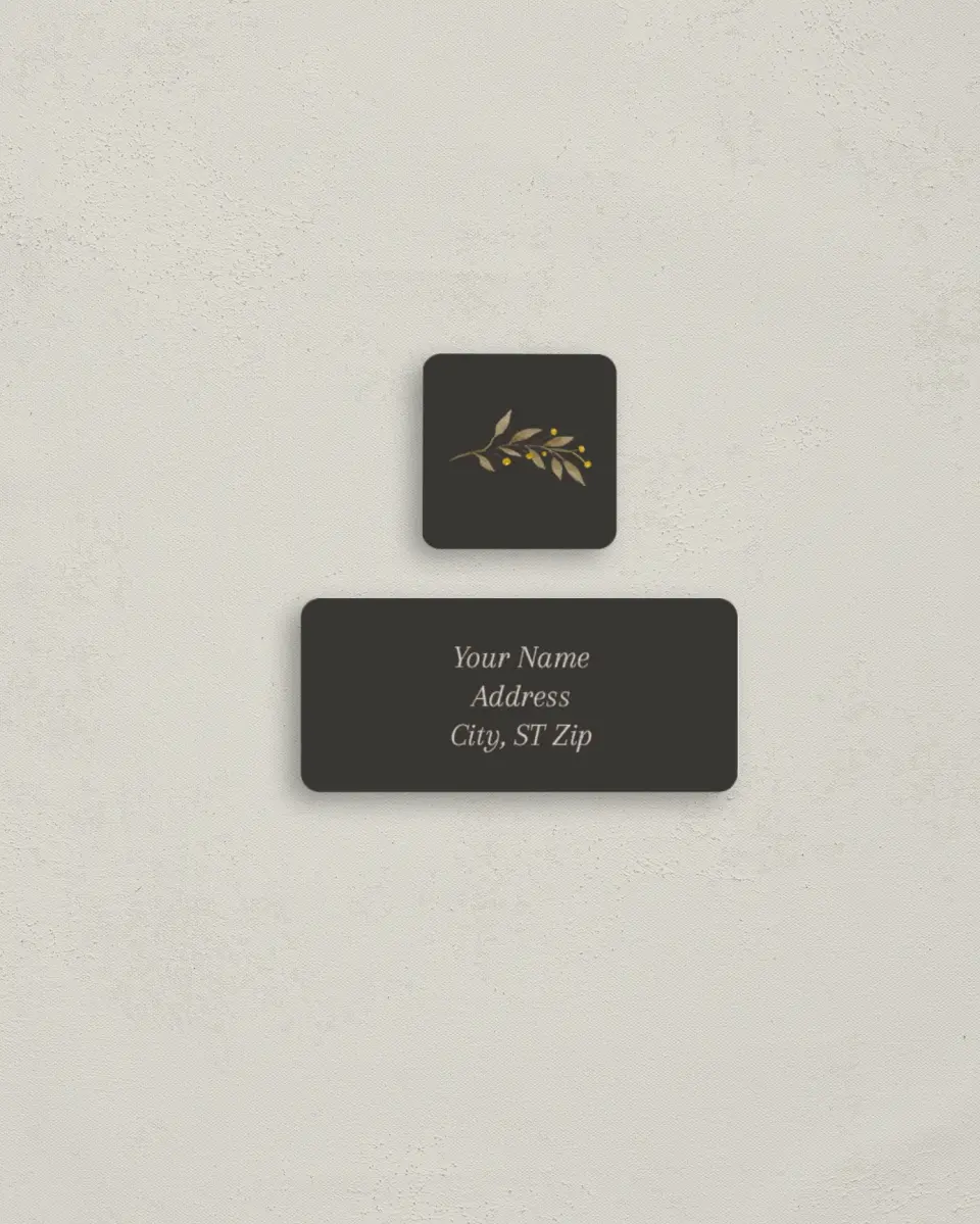This is a 2¼" x 1" Labels; 1" x 1" Seals Return Address Label called Frosted Blooms printed in full color