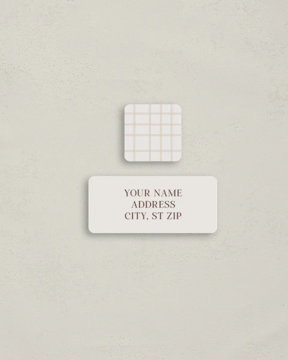 This is a 2¼" x 1" Labels; 1" x 1" Seals Return Address Label called Dainty Plaid printed in full color