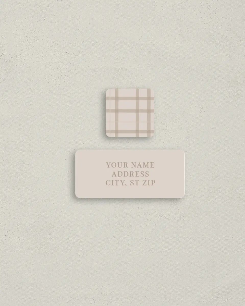 This is a 2¼" x 1" Labels; 1" x 1" Seals Return Address Label called Pretty in Plaid printed in full color