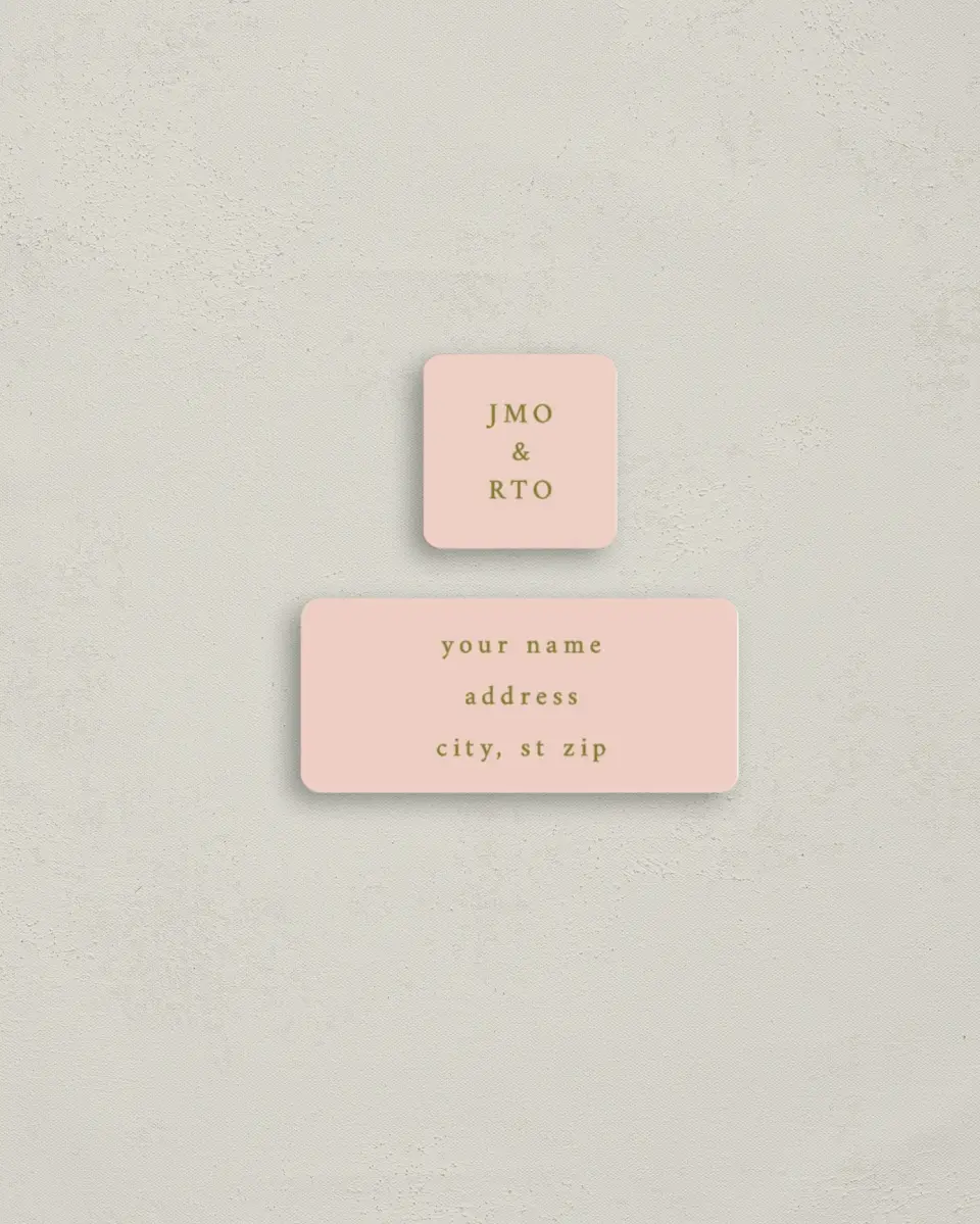 This is a 2¼" x 1" Labels; 1" x 1" Seals Return Address Label called Love Off Script printed in full color