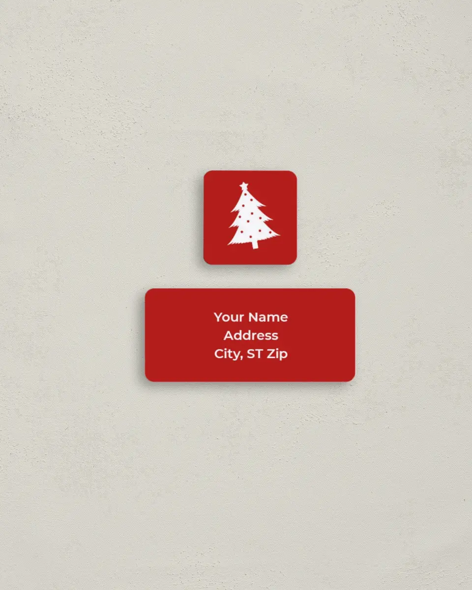 This is a 2¼" x 1" Labels; 1" x 1" Seals Return Address Label called Jolly & Bright printed in full color