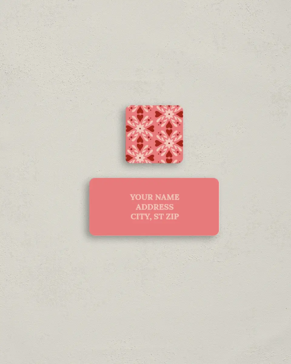 This is a 2¼" x 1" Labels; 1" x 1" Seals Return Address Label called Christmas Kaleidoscope printed in full color