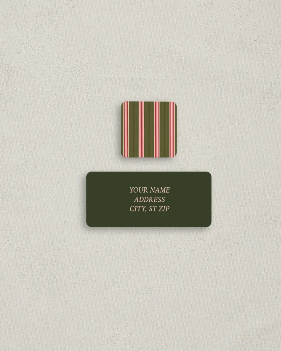 This is a 2¼" x 1" Labels; 1" x 1" Seals Return Address Label called Nostalgic Night printed in full color