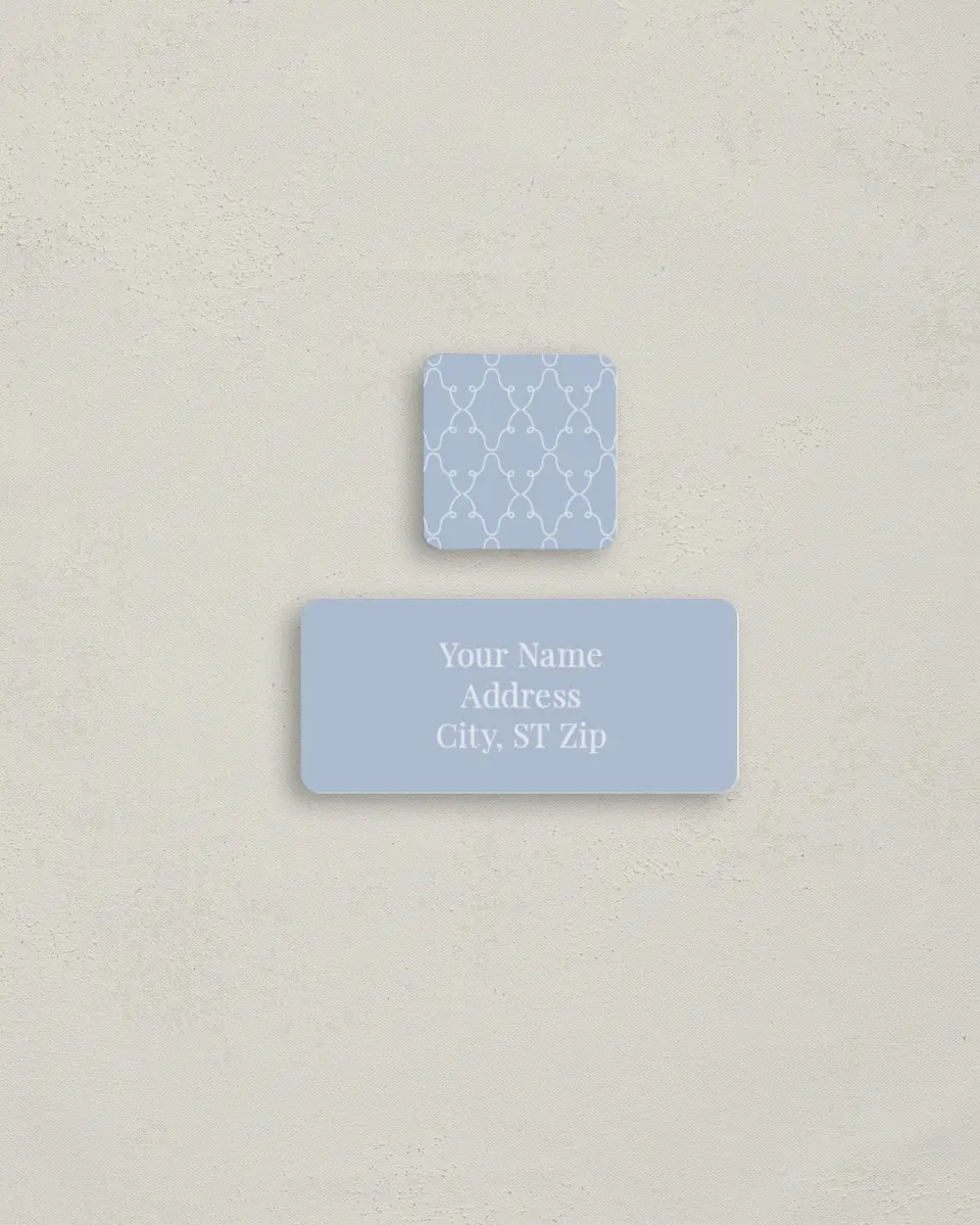 This is a 2¼" x 1" Labels; 1" x 1" Seals Return Address Label called Diamond Whimsy printed in full color