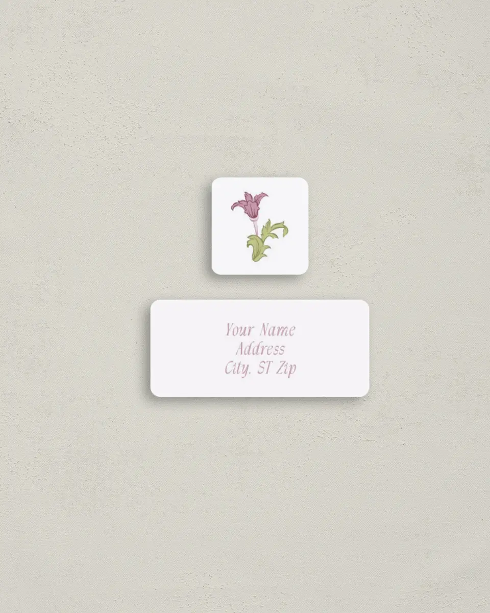 This is a 2¼" x 1" Labels; 1" x 1" Seals Return Address Label called Ornate Garden printed in full color