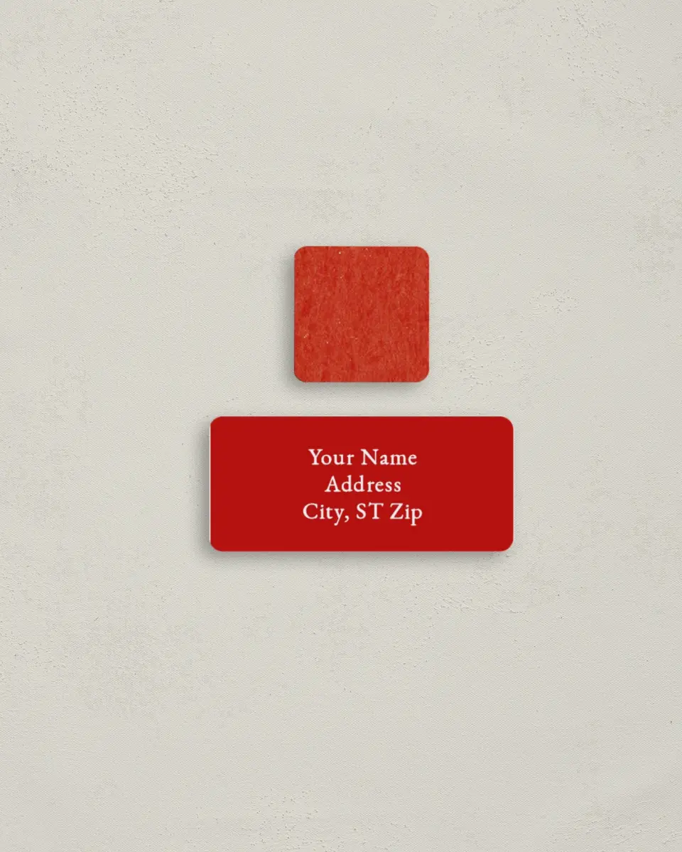 This is a 2¼" x 1" Labels; 1" x 1" Seals Return Address Label called Red Noel printed in full color