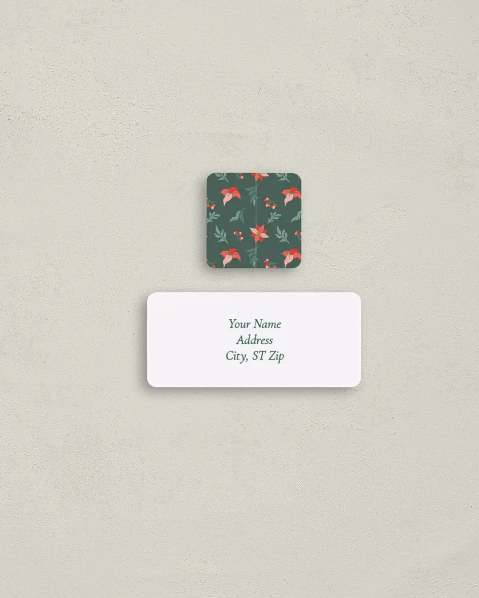 This is a 2¼" x 1" Labels; 1" x 1" Seals Return Address Label called Holiday Hearth printed in full color