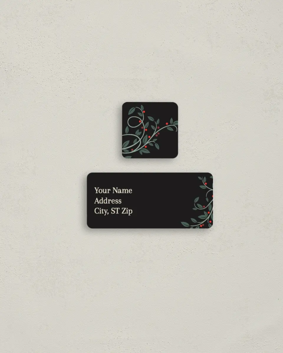 This is a 2¼" x 1" Labels; 1" x 1" Seals Return Address Label called Vintage Noel printed in full color