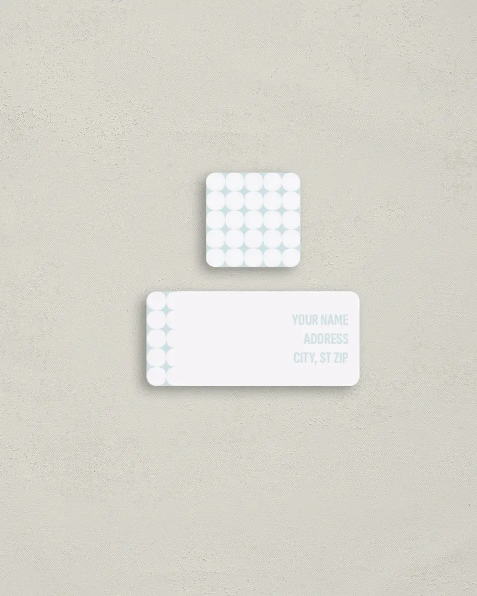 This is a 2¼" x 1" Labels; 1" x 1" Seals Return Address Label called Frosted Baubles printed in full color