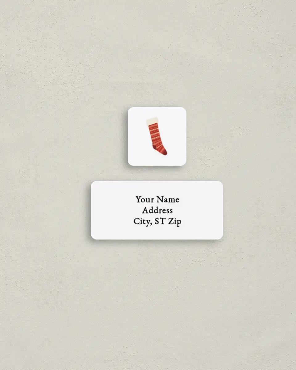 This is a 2¼" x 1" Labels; 1" x 1" Seals Return Address Label called Cozy Fireside printed in full color