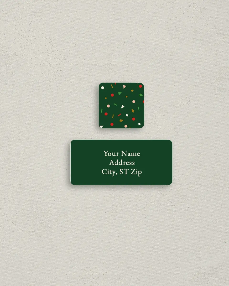 This is a 2¼" x 1" Labels; 1" x 1" Seals Return Address Label called Gifted Cheer printed in full color