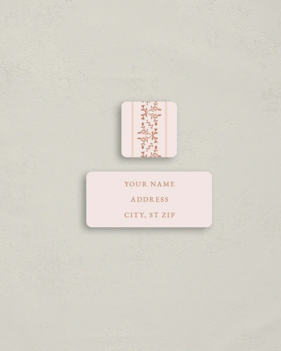 This is a 2¼" x 1" Labels; 1" x 1" Seals Return Address Label called Patterned Love printed in full color