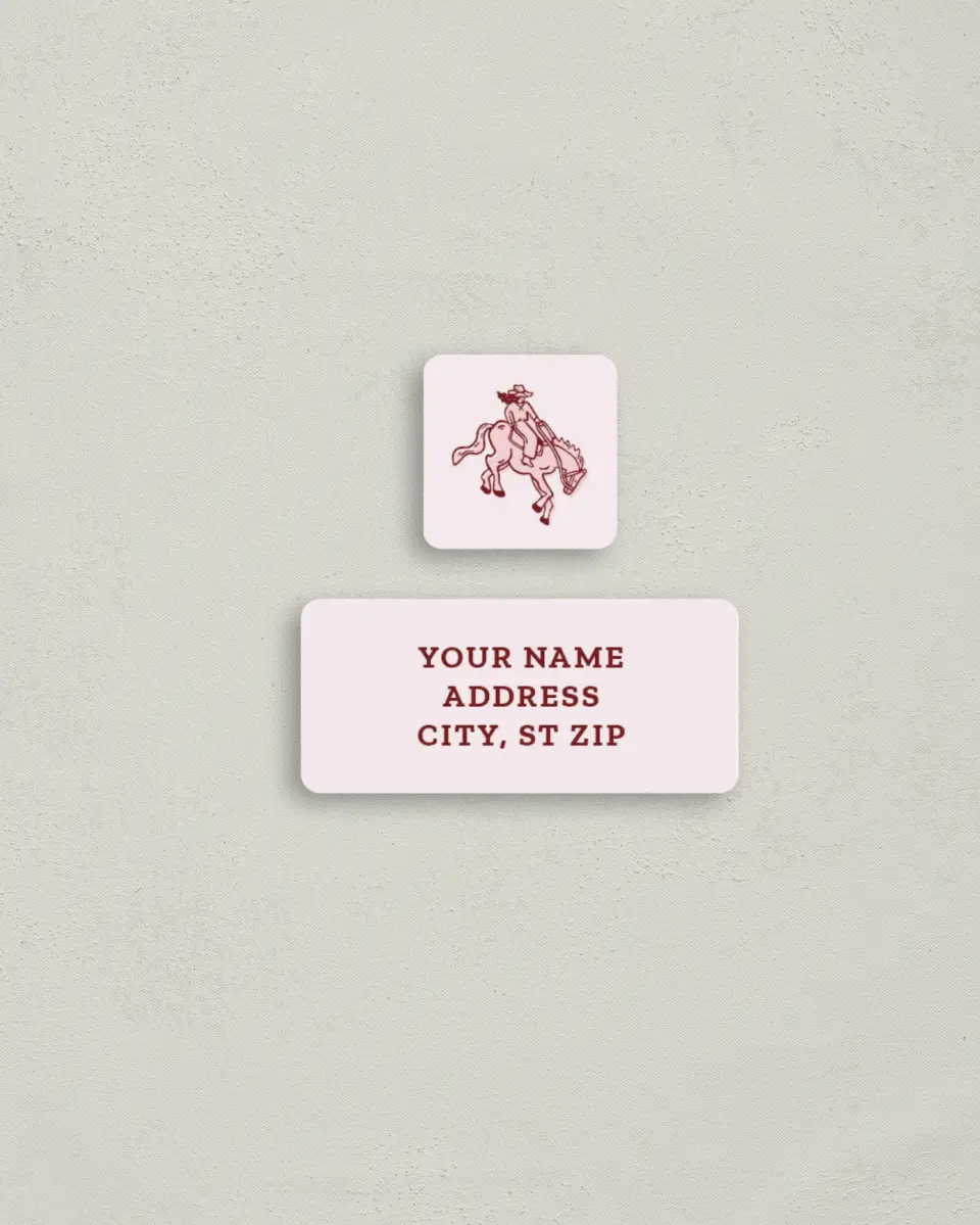 This is a 2¼" x 1" Labels; 1" x 1" Seals Bachelorette Party Accessorie called Wild Wild Wife printed in full color