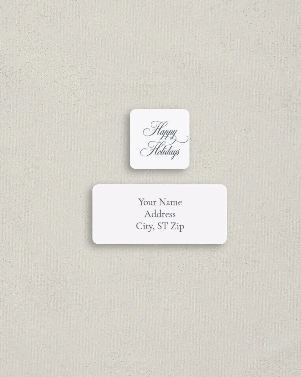 This is a 2¼" x 1" Labels; 1" x 1" Seals Return Address Label called Festive Wreath printed in full color