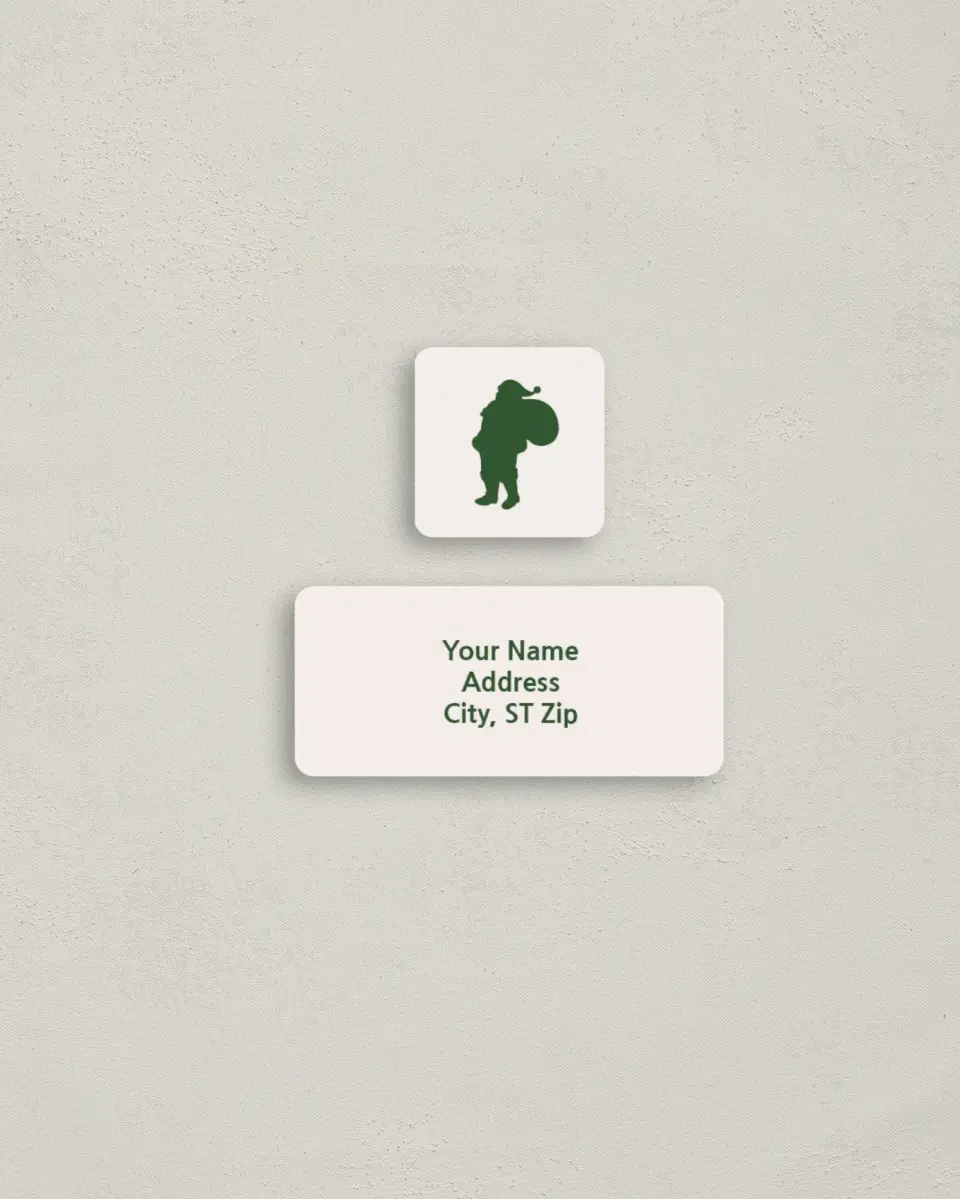 This is a 2¼" x 1" Labels; 1" x 1" Seals Return Address Label called Up on the Housetop printed in full color