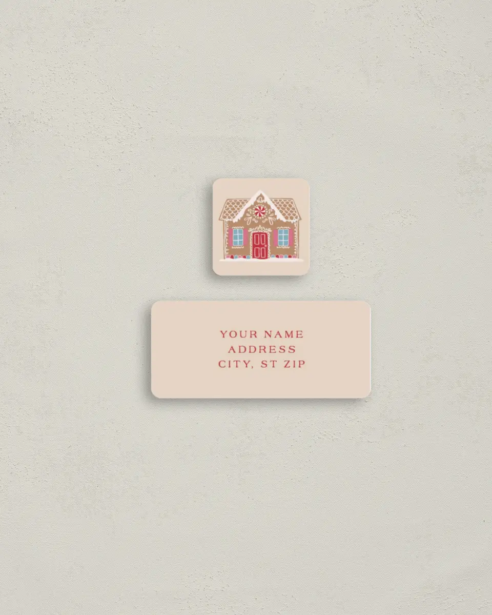This is a 2¼" x 1" Labels; 1" x 1" Seals Return Address Label called Home Sweet Gingerhome printed in full color