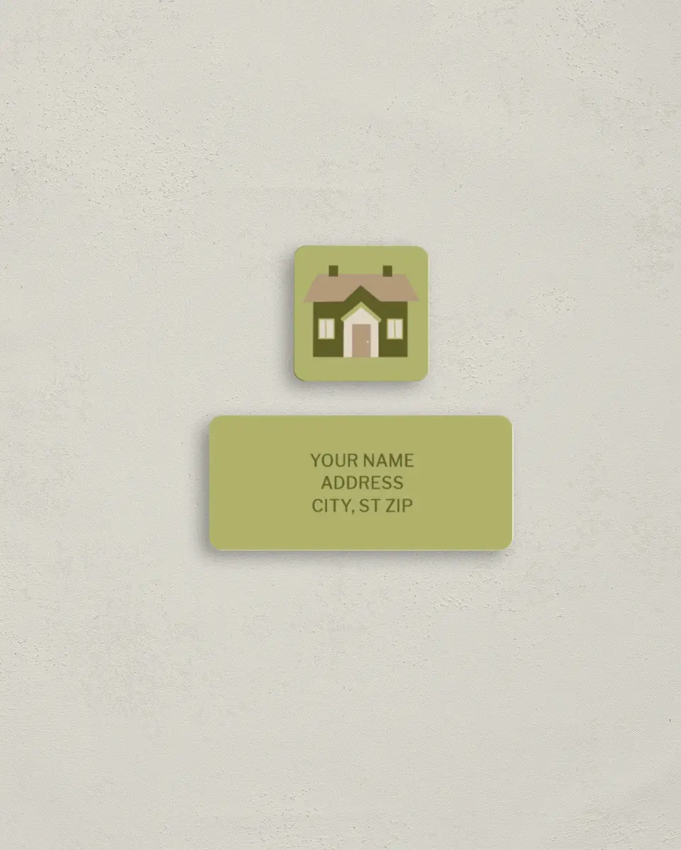 This is a 2¼" x 1" Labels; 1" x 1" Seals Return Address Label called Our Home To Yours printed in full color