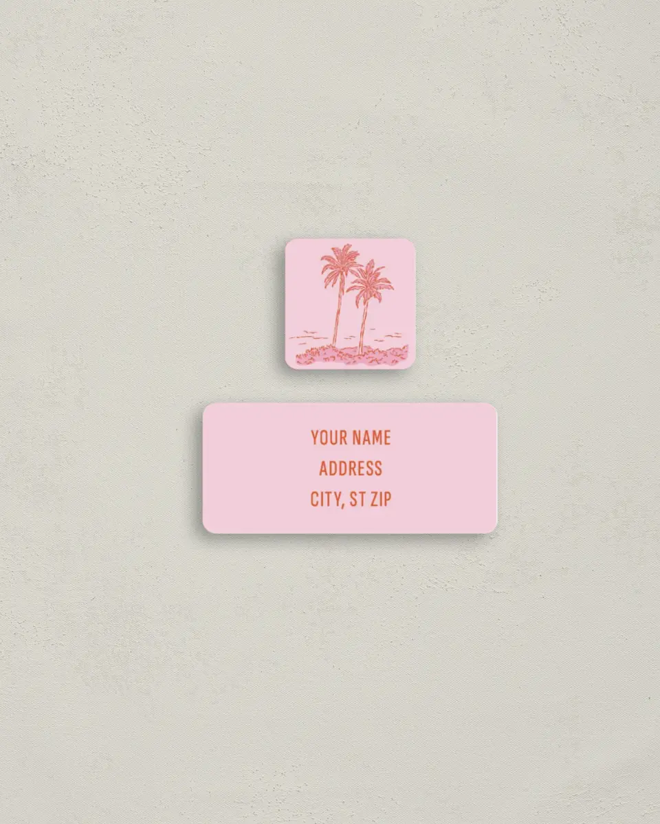 This is a 2¼" x 1" Labels; 1" x 1" Seals Bachelorette Party Accessorie called Tropic Like It's Hot printed in full color