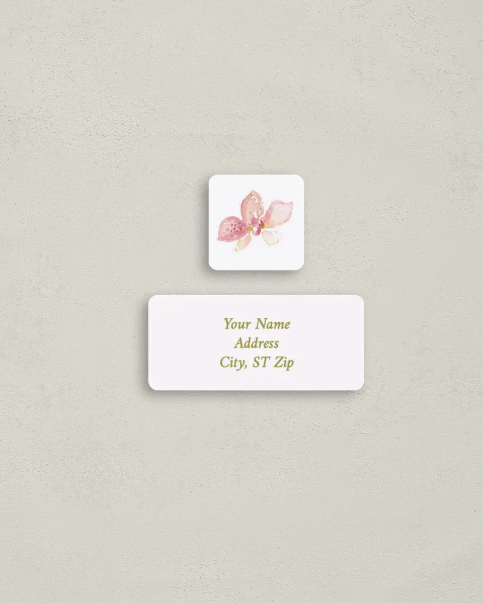 This is a 2¼" x 1" Labels; 1" x 1" Seals Return Address Label called Paradise in Bloom printed in full color
