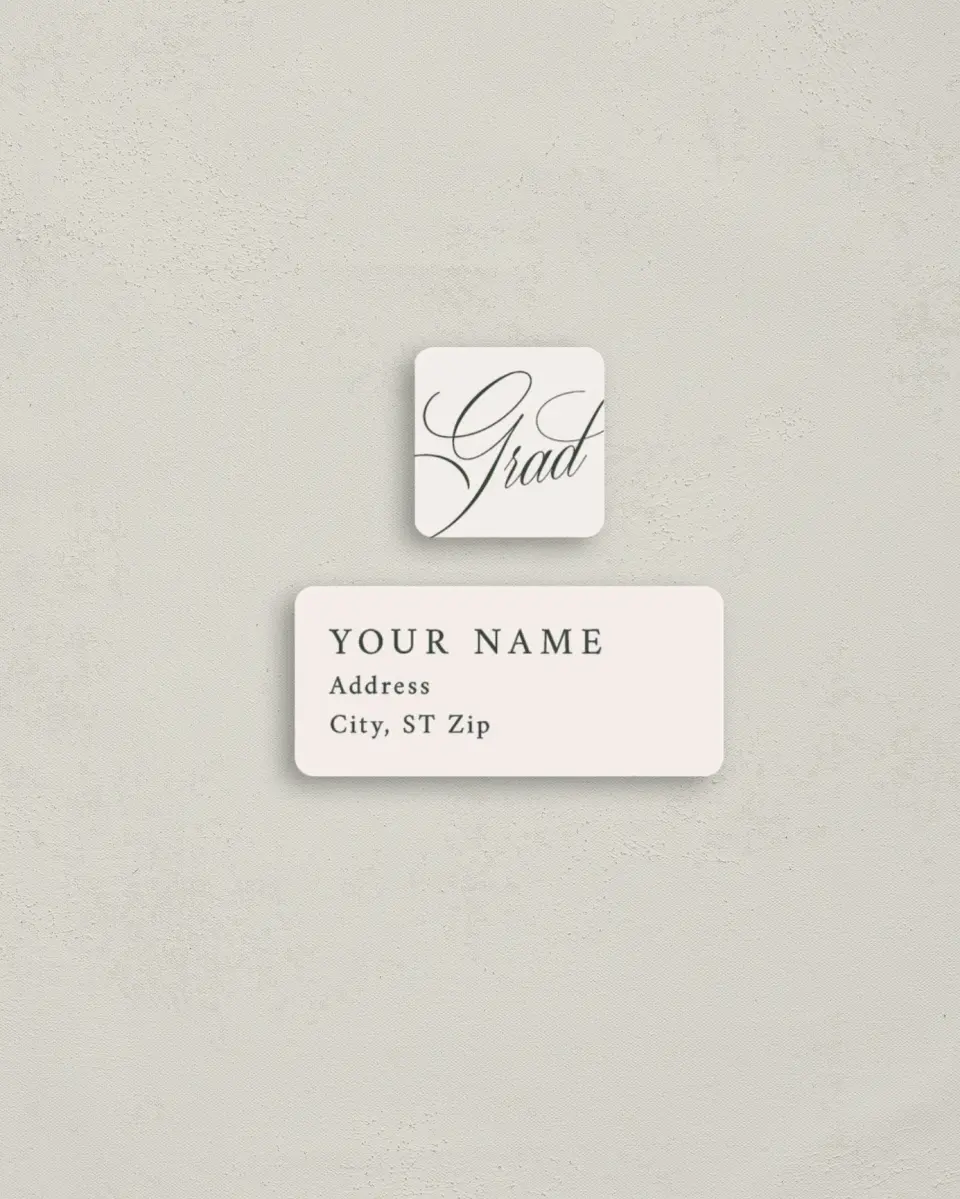 This is a 2¼" x 1" Labels; 1" x 1" Seals Return Address Label called Grand Flourish printed in full color