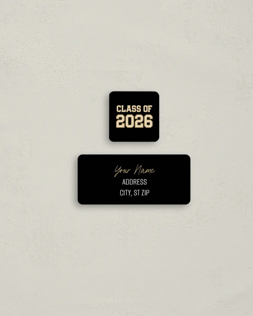 This is a 2¼" x 1" Labels; 1" x 1" Seals Return Address Label called Varsity Vibes printed in full color
